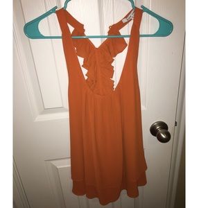 NEVER WORN Burnt Orange Tank with Ruffle Back